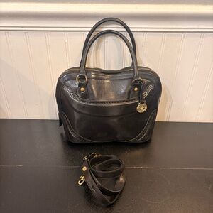 Brahmin Vintage Rare Small
Black Leather Satchel Bag